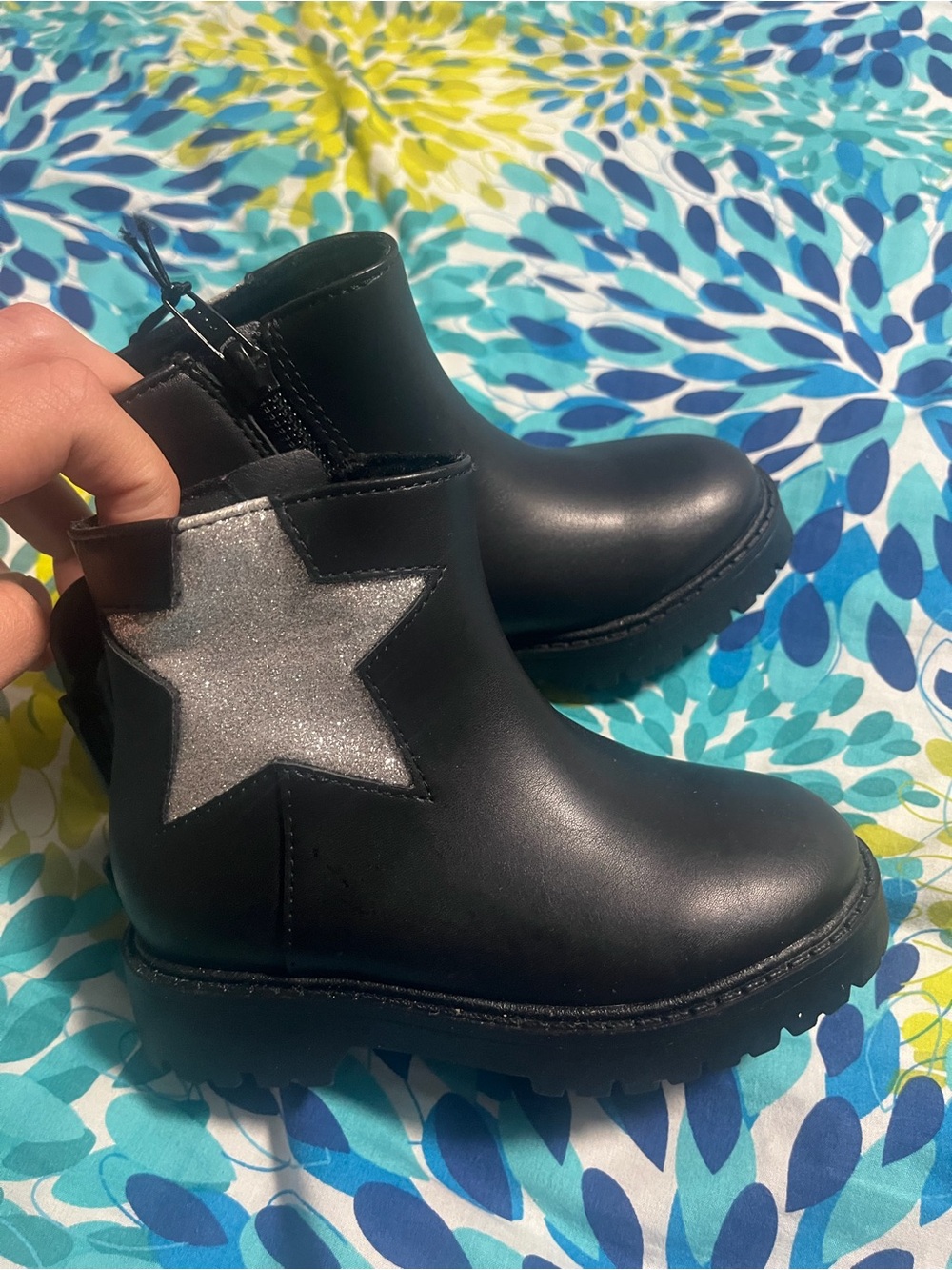 No Boundaries Black Ankle Boots with Silver Star